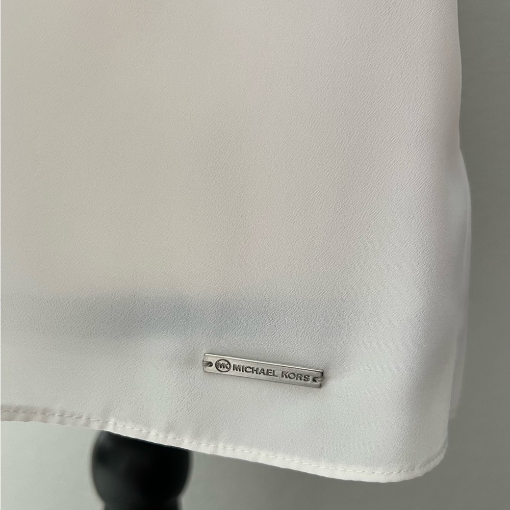 Michael Kors Sleeveless Ivory Pleated Front Blouse - Petite Medium -Work Office - Picture 8 of 12